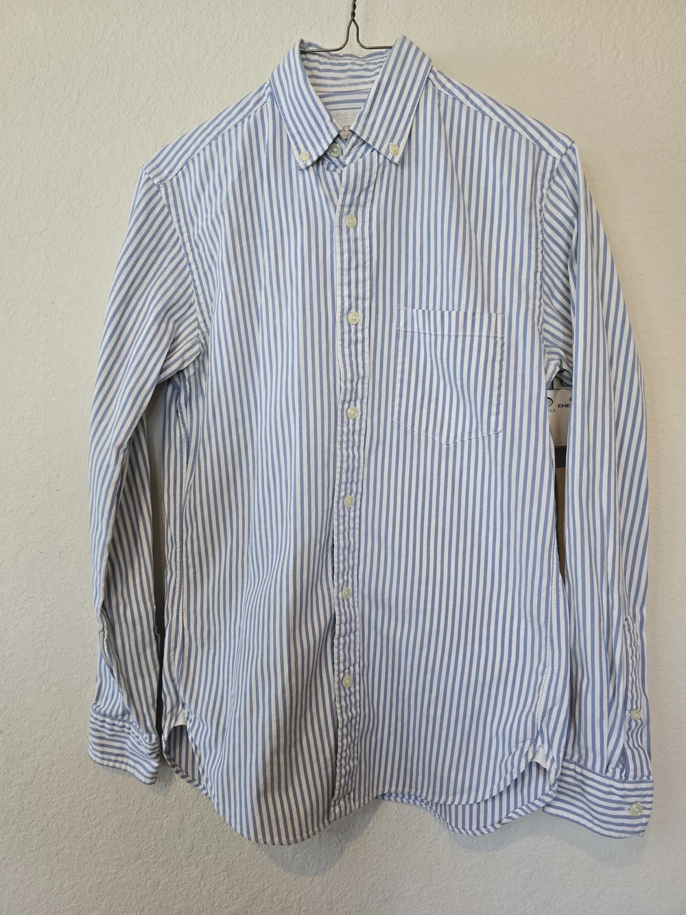 J. Crew Vintage Oxford Light Blue and White Stripe Button-Down Shirt Sz XS